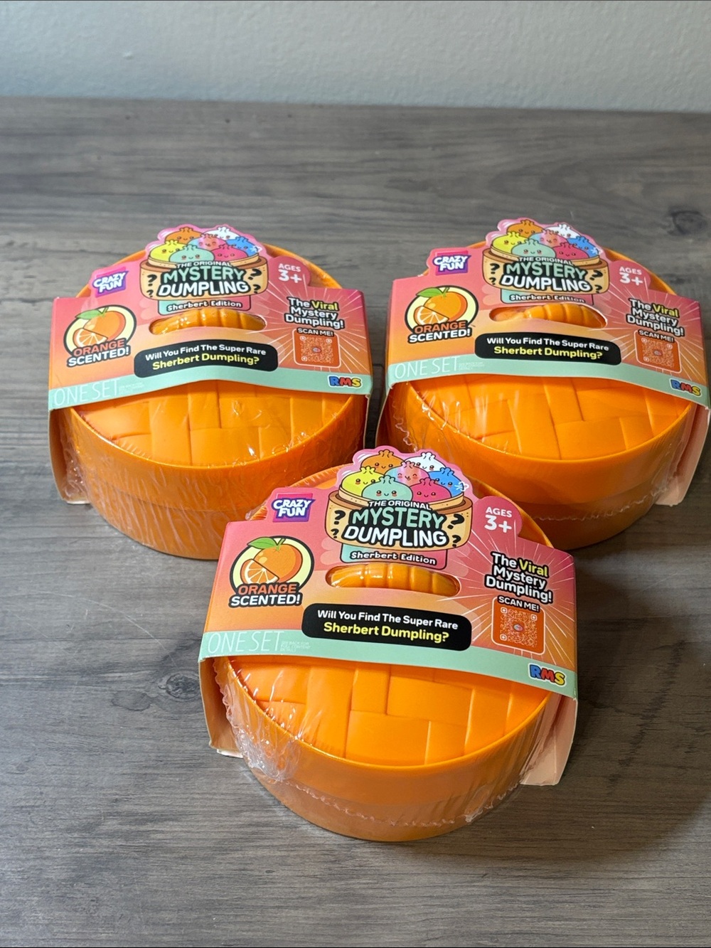 3 RMS Original Mystery Dumpling Sherbet Edition Orange Scent Mystery Squishy Bun